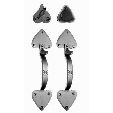 Acorn Manufacturing [ATVBD] Forged Iron Entrance Door Dummy Latch Set - Double Handle - Double Heart - Matte Black Finish