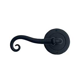 Acorn Manufacturing [IWEBL] Forged Iron Door Dummy Lever Set - Round Plate - Left Hand - Matte Black Finish