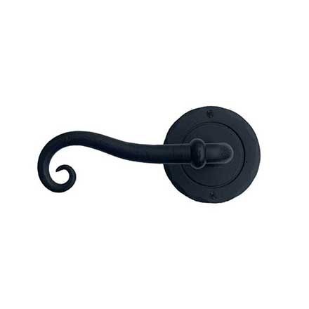 Acorn Manufacturing [IWEBL] Forged Iron Door Dummy Lever Set - Round Plate - Left Hand - Matte Black Finish
