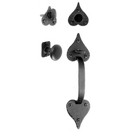 Acorn Manufacturing [RT1BD] Cast Iron Entrance Door Dummy Latch Set - Handle &amp; Knob - Double Heart - Matte Black Finish