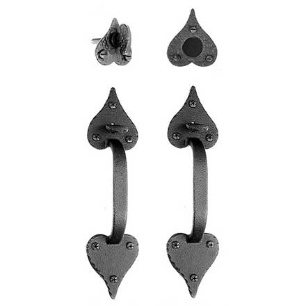 Acorn Manufacturing [RT3BD] Cast Iron Entrance Door Dummy Latch Set - Double Handle - Double Heart - Matte Black Finish