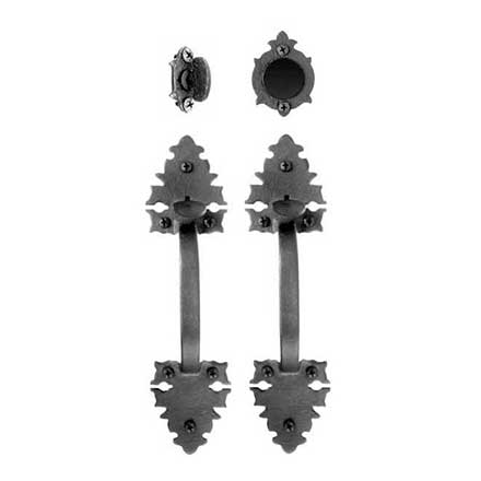 Acorn Manufacturing [WT3BD] Cast Iron Entrance Door Dummy Latch Set - Double Handle - Large Double Warwick Handle - Matte Black Finish