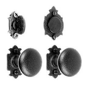 Acorn Manufacturing [WTJBD] Forged Iron Entrance Door Dummy Knob Set - Double Knob - Warwick w/ Knob - Matte Black Finish