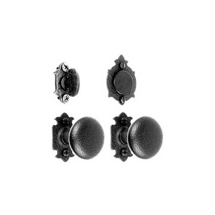 Acorn Manufacturing [WTJBD] Forged Iron Entrance Door Dummy Knob Set - Double Knob - Warwick w/ Knob - Matte Black Finish