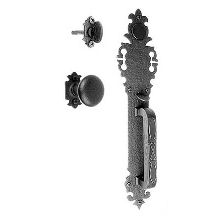 Acorn Manufacturing [WUFBD] Forged Iron Entrance Door Dummy Latch Set - Handle &amp; Knob - Warwick w/ Large Handle - Matte Black Finish