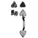 Acorn Manufacturing [ATWBD] Forged Iron Entrance Door Dummy Latch Set - Handle &amp; Knob - Double Heart - Matte Black Finish