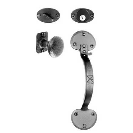 Acorn Manufacturing [ATZBI] Forged Iron Entrance Door Mortise Lockset - Handle &amp; Knob - Double Bean - Matte Black Finish