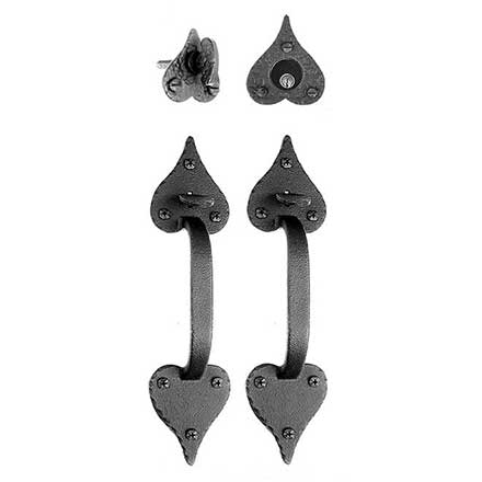 Acorn Manufacturing [RT3BI] Cast Iron Entrance Door Mortise Lockset - Double Handle - Double Heart - Matte Black Finish