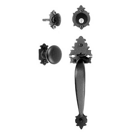 Acorn Manufacturing [WT2BI] Cast Iron Entrance Door Mortise Lockset - Handle &amp; Knob - Large Warwick Handle - Matte Black Finish