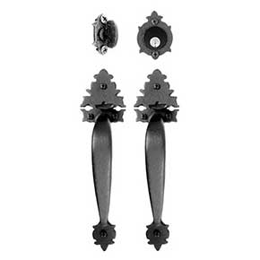 Acorn Manufacturing [WT7BI] Cast Iron Entrance Door Mortise Lockset - Double Handle - Long Warwick Handle - Matte Black Finish