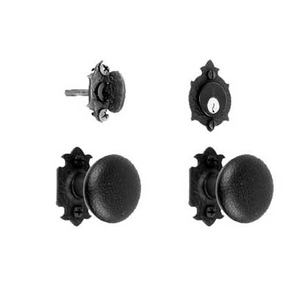 Acorn Manufacturing [WTJBI] Forged Iron Entrance Door Mortise Lockset - Double Knob - Warwick w/ Knob - Matte Black Finish