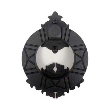Acorn Manufacturing [WMZBG] Forged Iron Door Knocker - Warwick Ring - Matte Black Finish - 3 1/2" Dia.