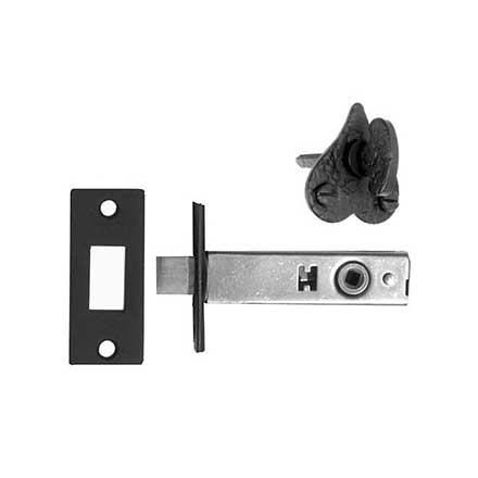 Acorn Manufacturing [RLHBP] Forged Iron Door Mortise Privacy Bolt - Heart - Rough - 2-3/8&quot; Backset - Matte Black Finish