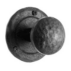 Acorn Manufacturing [IWBBI] Forged Iron Door Privacy Knob Set - Hammered Knob - Round Plate - Matte Black Finish