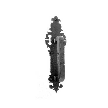 Acorn Manufacturing [WP9BP] Cast Iron Door Pull &amp; Plate - Warwick - Small - Flat Black Finish - 12&quot; L
