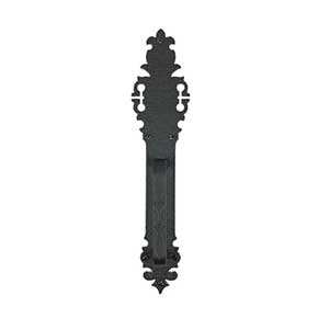 Acorn Manufacturing [WPABP] Cast Iron Door Pull & Plate - Warwick - Large - Flat Black Finish - 17" L