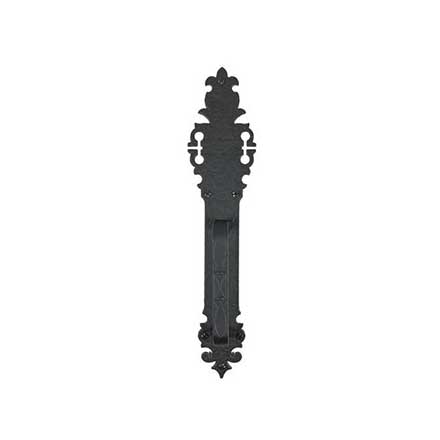 Acorn Manufacturing [WPABP] Cast Iron Door Pull &amp; Plate - Warwick - Large - Flat Black Finish - 17&quot; L