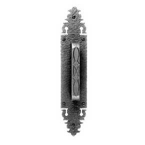 Acorn Manufacturing [WPEBP] Cast Iron Door Pull & Plate - Warwick - Symmetrical - Flat Black Finish - 15" L