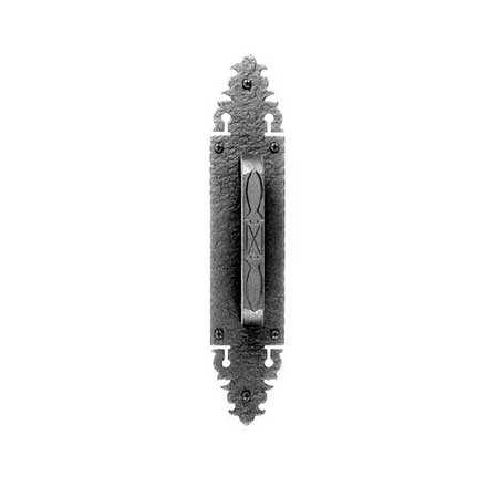 Acorn Manufacturing [WPEBP] Cast Iron Door Pull &amp; Plate - Warwick - Symmetrical - Flat Black Finish - 15&quot; L