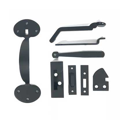Acorn Manufacturing [AT9BR] Steel Door Rim Latch Set - Bean Design - Smooth - Matte Black Finish - 6 7/8" L