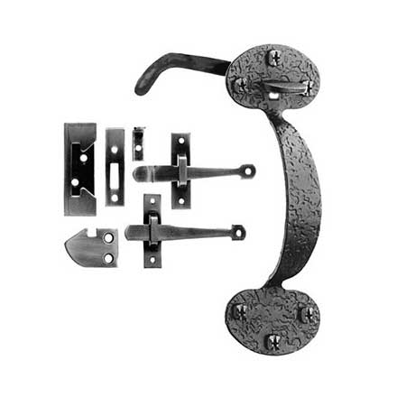 Acorn Manufacturing [RTHBR] Steel Door Rim Latch Set - Heart Design - Bean - Matte Black Finish - 6 7/8" L