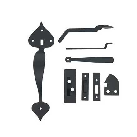 Acorn Manufacturing [AT8BR] Steel Door Rim Latch Set - Heart Design - Smooth - Matte Black Finish - 8 3/4" L