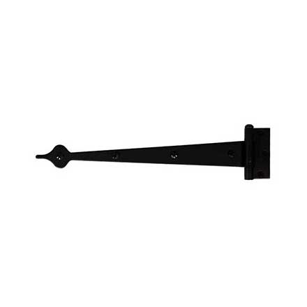 Acorn Manufacturing [AI6BP] Steel Door Functional Strap Hinge - Surface Mount - Spear End - Smooth - Matte Black Finish - 13&quot; L