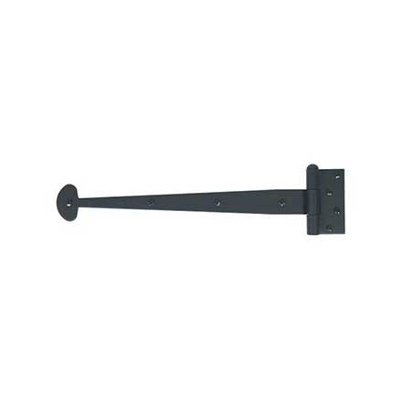 Acorn Manufacturing [AINBP] Steel Door Functional Strap Hinge - Surface Mount - Bean End - Smooth - Matte Black Finish - 15 5/8&quot; L