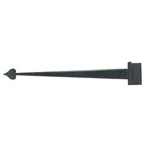 Acorn Manufacturing [IHJBP] Heavy Duty Steel Door Functional Strap Hinge - Surface Mount - Heart End - Beveled - Matte Black Finish - 30 3/4" L