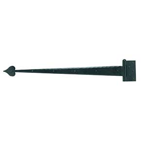 Acorn Manufacturing [IHKBP] Heavy Duty Steel Door Functional Strap Hinge - Surface Mount - Heart End - Beveled - Matte Black Finish - 36 3/4" L