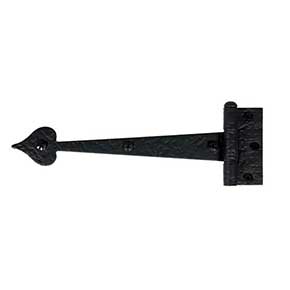 Acorn Manufacturing [RI5BP] Steel Door Functional Strap Hinge - Surface Mount - Heart End - Rough - Matte Black Finish - 9" L