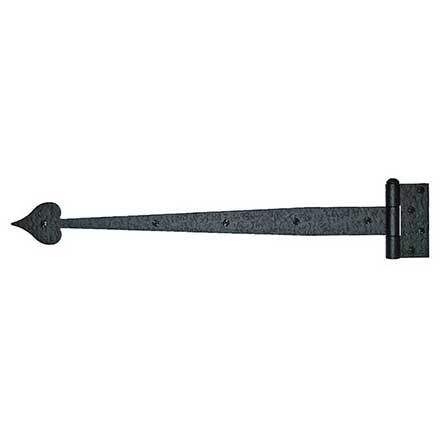 Acorn Manufacturing [RI8BP] Steel Door Functional Strap Hinge - Surface Mount - Heart End - Rough - Matte Black Finish - 20 1/2&quot; L