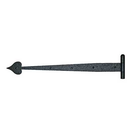 Acorn Manufacturing [RIBBP] Steel Door Functional Strap Hinge - Half Surface Mount - Heart End - Rough - Matte Black Finish - 20 1/2&quot; L