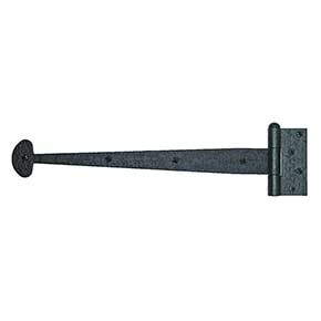 Acorn Manufacturing [RIGBP] Steel Door Functional Strap Hinge - Surface Mount - Bean End - Rough - Matte Black Finish - 15 5/8" L