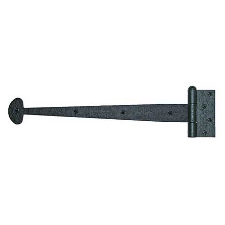 Acorn Manufacturing [RIGBP] Steel Door Functional Strap Hinge - Surface Mount - Bean End - Rough - Matte Black Finish - 15 5/8&quot; L