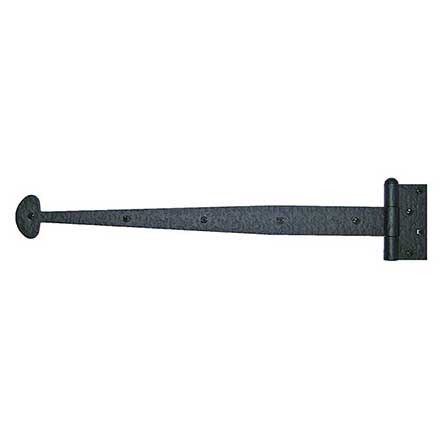 Acorn Manufacturing [RIHBP] Steel Door Functional Strap Hinge - Surface Mount - Bean End - Rough - Matte Black Finish - 19 5/8&quot; L