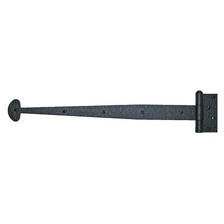 Acorn Manufacturing [RIHBP] Steel Door Functional Strap Hinge - Surface Mount - Bean End - Rough - Matte Black Finish - 19 5/8" L