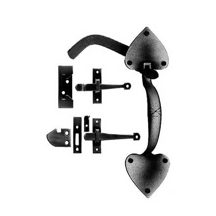 Acorn Manufacturing [ATUBI] Forged Iron Door Thumb Latch Set - Heart Design - Smooth - Matte Black Finish - 12 13/16&quot; L