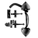 Acorn Manufacturing [ATUBI] Forged Iron Door Thumb Latch Set - Heart Design - Smooth - Matte Black Finish - 12 13/16" L