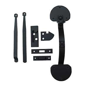 Acorn Manufacturing [ATXBI] Forged Iron Door Thumb Latch Set - Bean Design - Smooth - Matte Black Finish - 10 1/4" L