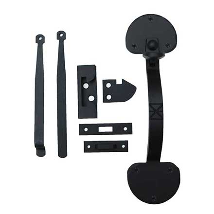 Acorn Manufacturing [ATXBI] Forged Iron Door Thumb Latch Set - Bean Design - Smooth - Matte Black Finish - 10 1/4&quot; L