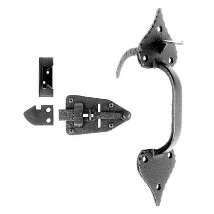 Acorn Manufacturing [RUFBI] Cast Iron Door Thumb Latch Set - Heart Design - Rough - Matte Black Finish - 9 1/4&quot; L