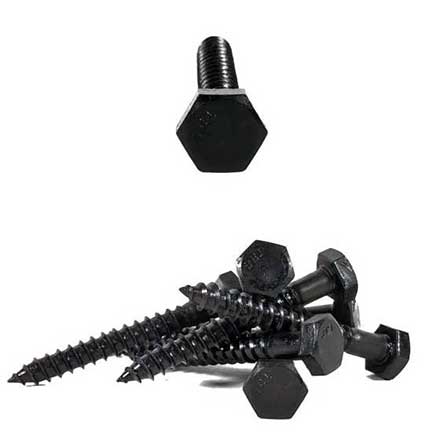 Acorn Manufacturing [ASMB9] Stainless Steel Lag Screw - Hex Head - Black Finish - 1/4&quot; x 2&quot; L - 100 Pack