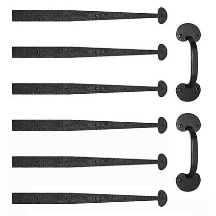 Acorn Manufacturing [GAR2B] Garage Door Decorative Hardware Kit - Large Bean - Flat Black - 21 1/4&quot; L Straps