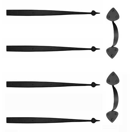 Acorn Manufacturing [GAR3A] Garage Door Decorative Hardware Kit - Small Spear - Flat Black - 31 1/2&quot; L Straps