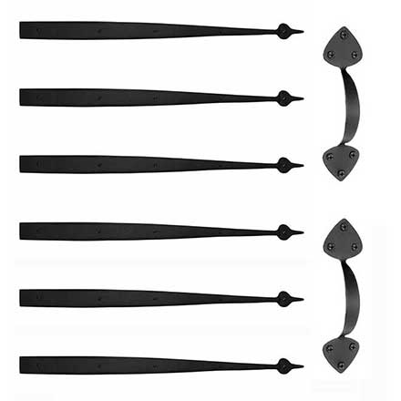 Acorn Manufacturing [GAR3B] Garage Door Decorative Hardware Kit - Large Spear - Flat Black - 31 1/2&quot; L Straps