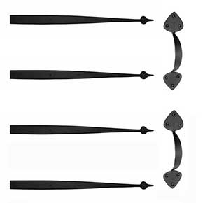 Acorn Manufacturing [GAR4A] Garage Door Decorative Hardware Kit - Small Spear - Flat Black - 24" L Straps