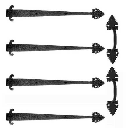 Acorn Manufacturing [GAR5A] Garage Door Decorative Hardware Kit - Small Warwick - Flat Black - 22&quot; L Straps