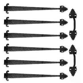 Acorn Manufacturing [GAR5B] Garage Door Decorative Hardware Kit - Large Warwick - Flat Black - 22" L Straps