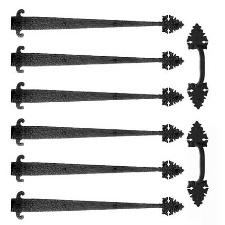 Acorn Manufacturing [GAR5B] Garage Door Decorative Hardware Kit - Large Warwick - Flat Black - 22&quot; L Straps